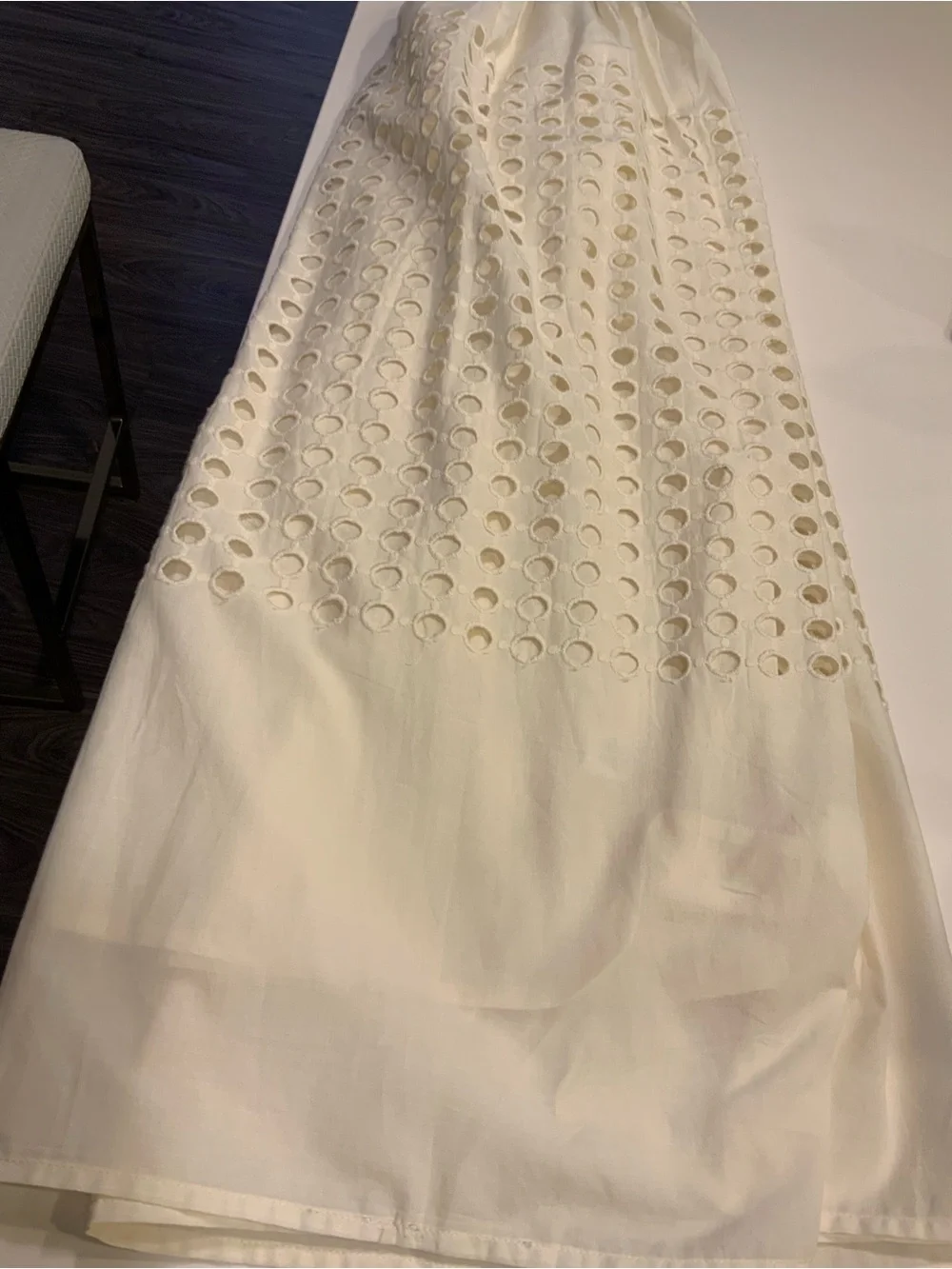 Jennifer n Grace Cream Eyelet Maxi Skirt with Elastic Waist